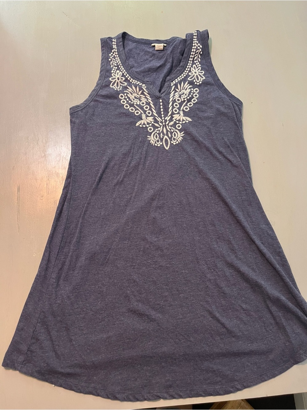 Lucky Brand Blue Embroidered Sleeveless Mini Dress - Small